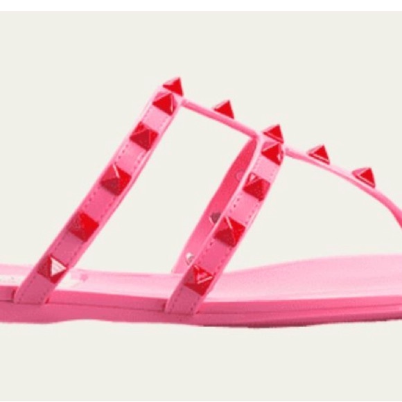 🩴NWT Valentino Garavani FLAT RUBBER SANDAL Size:colors various white pink Gold - Picture 2 of 8